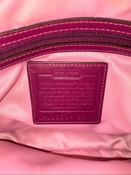 Coach Ergo Magenta Pleated Leather Shoulder Bag with Kiss-Lock Frame - Picture 10 of 14